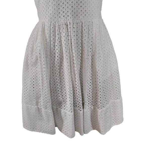 BANANA REPUBLIC! WHITEST WHITE COTTON EYELET, SLEEVELESS A-LINE DRESS! SZ 6 - Picture 4 of 10
